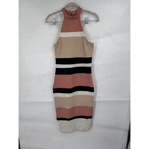 Windsor High Neck Striped Knee Length  Bodycon Dress Women Medium Colorful